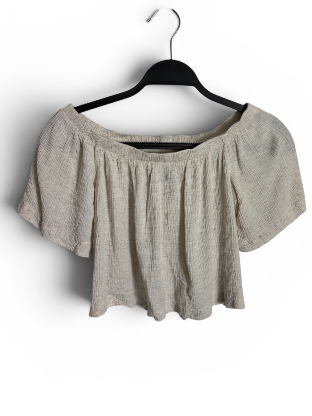 Urban Renewal Women’s SZ L Off the Shoulder Flowy Cream Crop Top